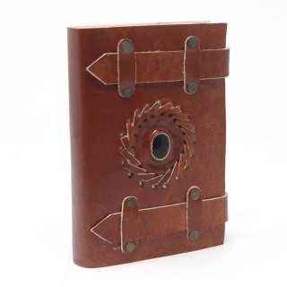 Skórzany Notatnik Czarny Onyks z paskami pamiętnik