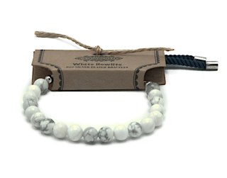 Bransoletka z Kamieniami - Biały Howlit / Srebro 925