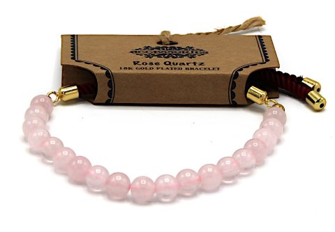 Bransoletka z Kamieniami - Kwarc Różowy / Złoto 18k