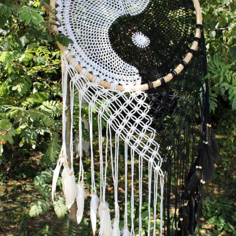 Wielki Łapacz Snów Dreamcatcher Ying Yang 50cm