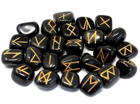 Alfabet Runiczny na kamieniach - Czarny Agat runy
