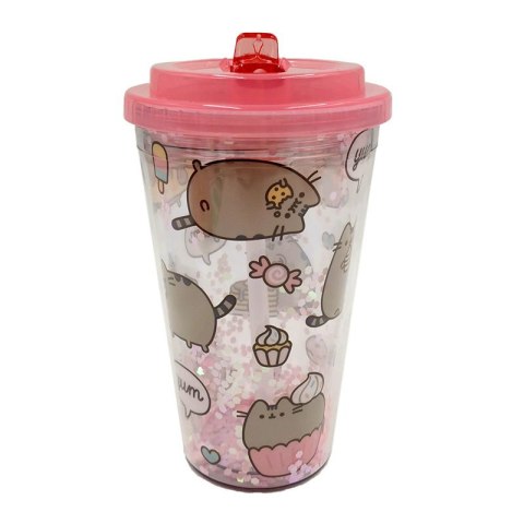 Pusheen Foodie Kubek z podwójnymi ściankami ze słomką i pokrywką 500ml