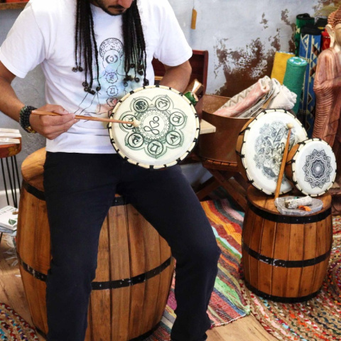 Bęben Szamański Czakra z Pałeczką - 25 cm