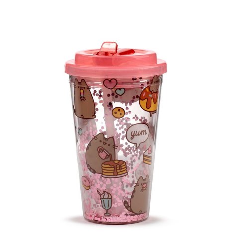 Pusheen Foodie Kubek z podwójnymi ściankami ze słomką i pokrywką 500ml