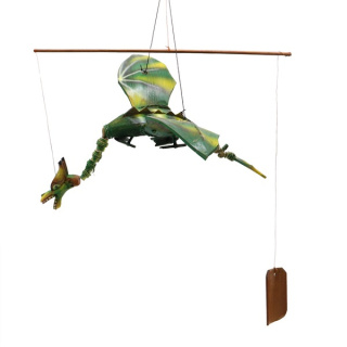 Kokosowy Zielony Smok Wietrzny 37cm - Dzwonki Wietrzne