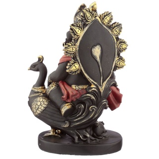 Figurka Słoń Ganesh z fujarką i pawiem 20,5cm