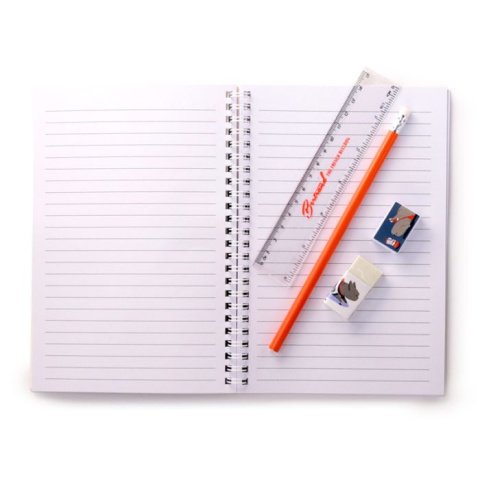 Zestaw do szkoły - Notes kołowy i Piórnik (ołówek, linijka, gumka i temperówka) Barks Bertrand the French Bulldog