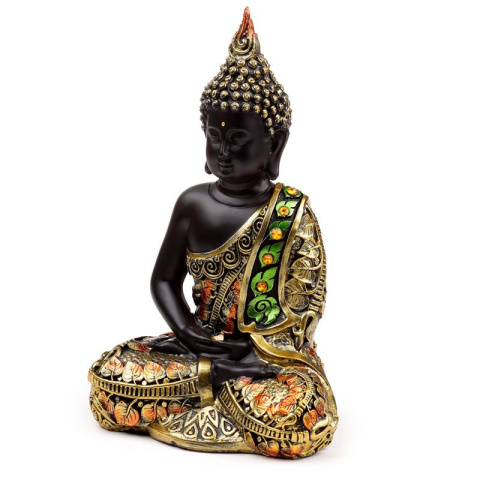 Czarno-pomarańczowy Tajski Budda - Kontemplacja 21cm