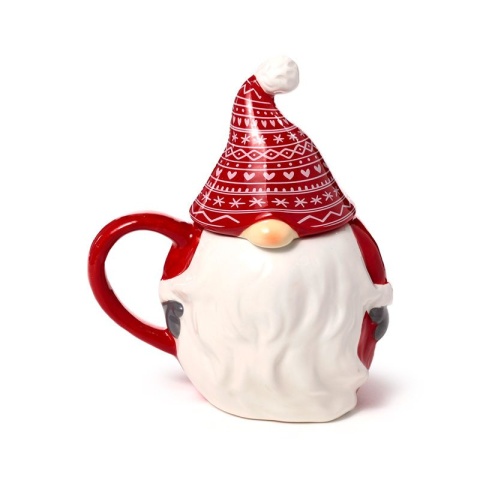 Skandynawski Świąteczny Gnom - ceramiczny kubek z pokrywką 300ml