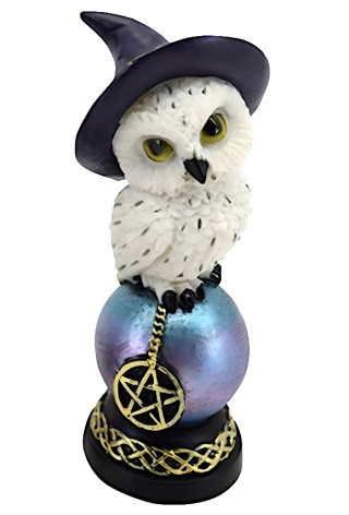 Mądra stara magiczna sowa na opalizującej kuli 12,5cm