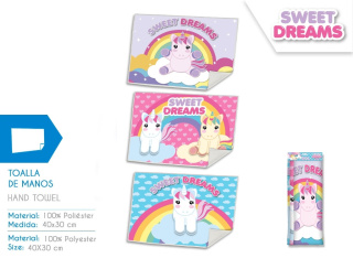 Unicorn Sweet Dreams - zestaw 3 ręczników 40x30cm - jednorożec