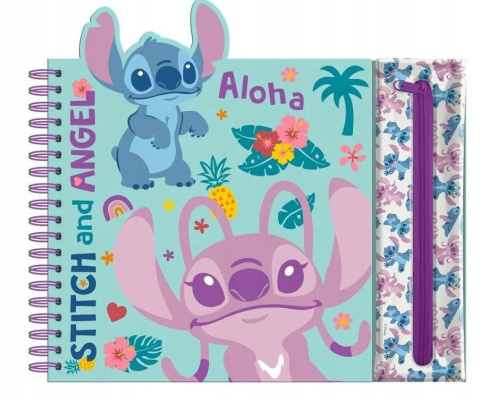 Zestaw kreatywny w saszetce Stitch - kolorowanka naklejki kredki piórnik