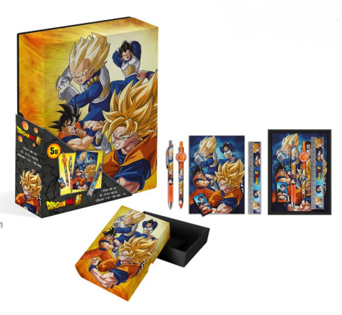 Zestaw do pisania Dragon Ball Box - długopisy linijka zeszyt