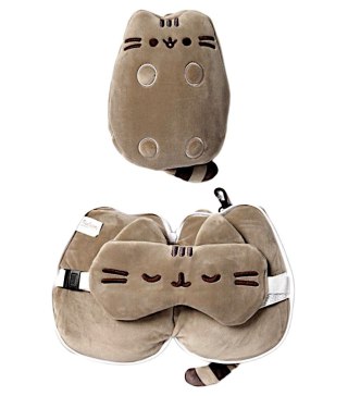 Kot Pusheen poduszka podróżna + maseczka maskotka