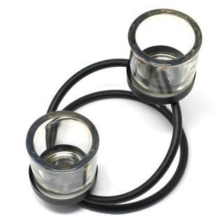 Podwójny Świecznik Żelazo & Szkło