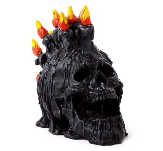 Czarna krzycząca czaszka ze świecami i roztopionym woskiem - skull 16,5cm