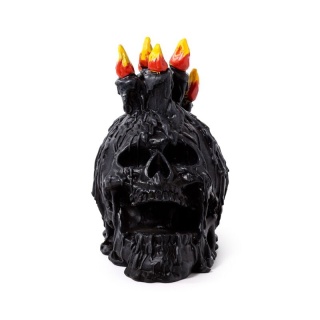Czarna krzycząca czaszka ze świecami i roztopionym woskiem - skull 16,5cm