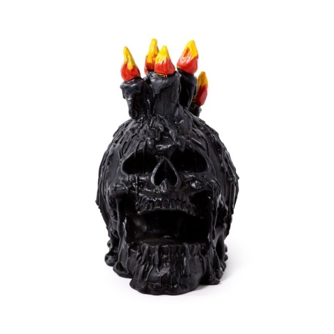 Czarna krzycząca czaszka ze świecami i roztopionym woskiem - skull 16,5cm