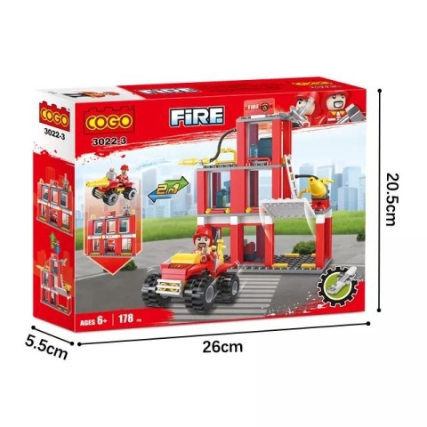 Klocki konstrukcyjne Cogo 2w1 Straż pożarna - Remiza