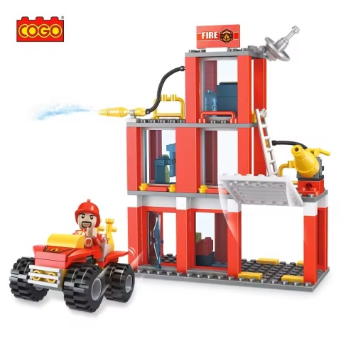 Klocki konstrukcyjne Cogo 2w1 Straż pożarna - Remiza