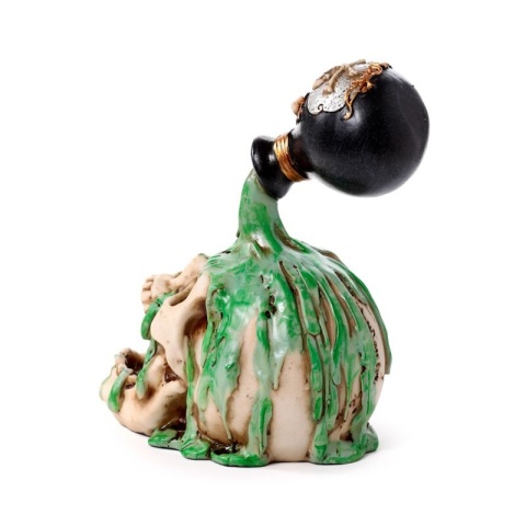 Krzycząca czaszka z zieloną miksturą - skull 19,5cm