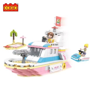 Klocki konstrukcyjne Cogo 3w1 Jacht plaża helikopter i surfing