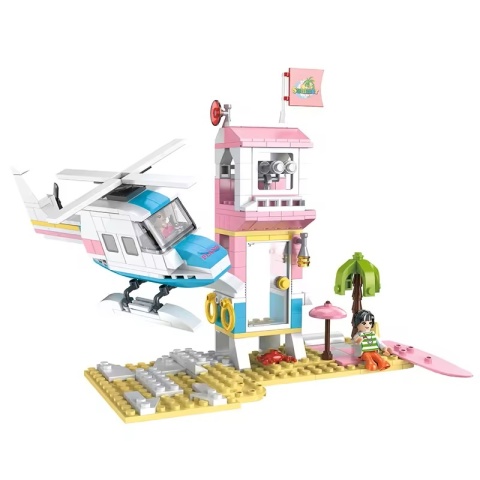 Klocki konstrukcyjne Cogo 3w1 Jacht plaża helikopter i surfing