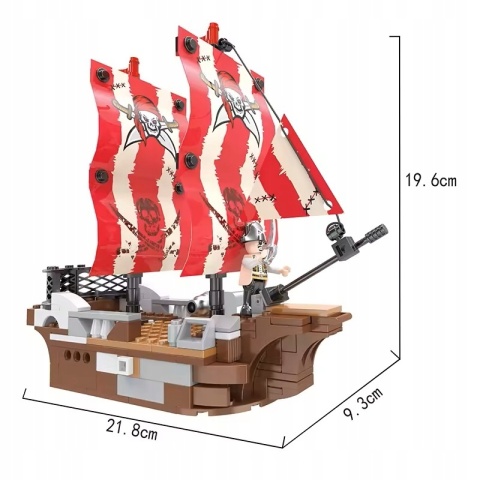 Klocki konstrukcyjne Cogo 3w1 Statek Pirackii wyspa skarbów