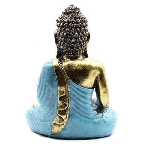 Duża Statuetka Buddy - Niebieskozielony i Złoty 22 cm