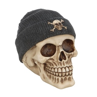 Skull Ornament with Beanie - czaszka 13,5 cm