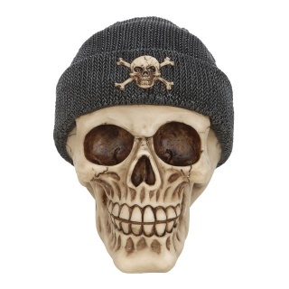 Skull Ornament with Beanie - czaszka 13,5 cm