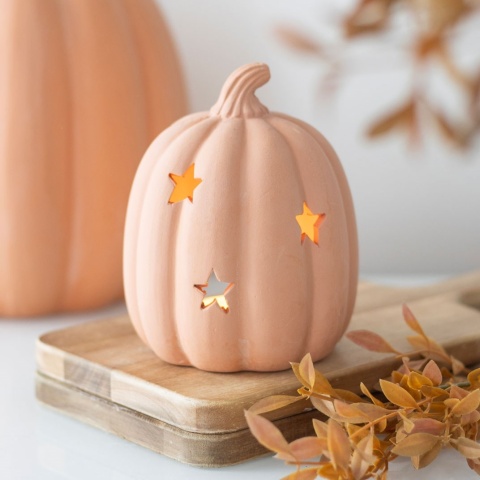 Terracotta Pumpkin Tealight Holder - świecznik na tealighty, lampion
