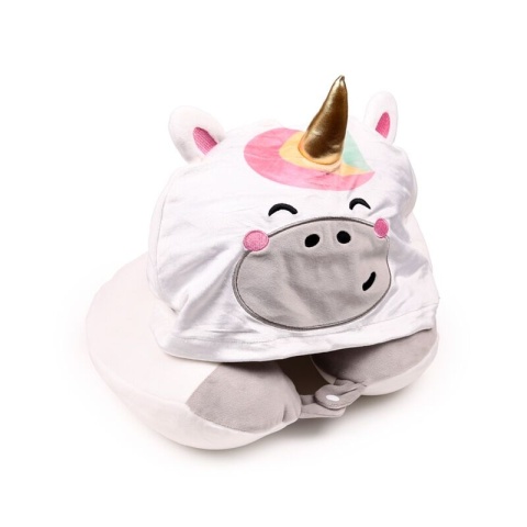 Poduszka podróżna z kapturem - Jednorożec - Hoodeazzz Adoracorns