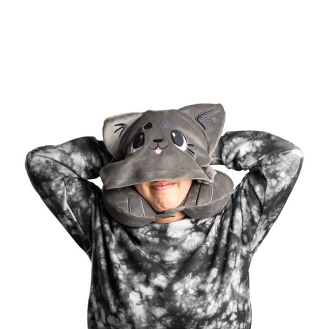 Poduszka podróżna z kapturem - Kot - Hoodeazzz Beans & Co