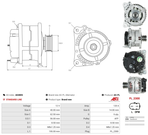 A0480S Alternator Audi A2 A3 FORD Galaxy SKODA Fabia 1.9 TDI