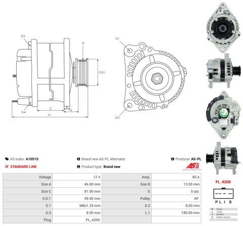 A1051S Nowy alternator do DAEWOO Espero Nexia 1.5 1.5 16V