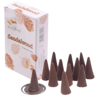 Kadzidełka Stożkowe Drzewo Sandałowe 15 szt. - Stamford Premium Sandalwood