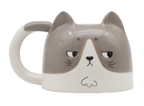 Kubek ceramiczny - Kot biało-szary - Beans & Co Cats - 450ml
