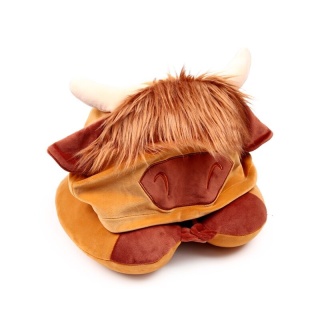 Poduszka podróżna z kapturem - Krowa Szkocka - Hoodeazzz Highland Coo