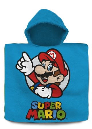 Super Mario Ponczo kąpielowe z kapturkiem dla dzieci - bawełniane 60x120cm