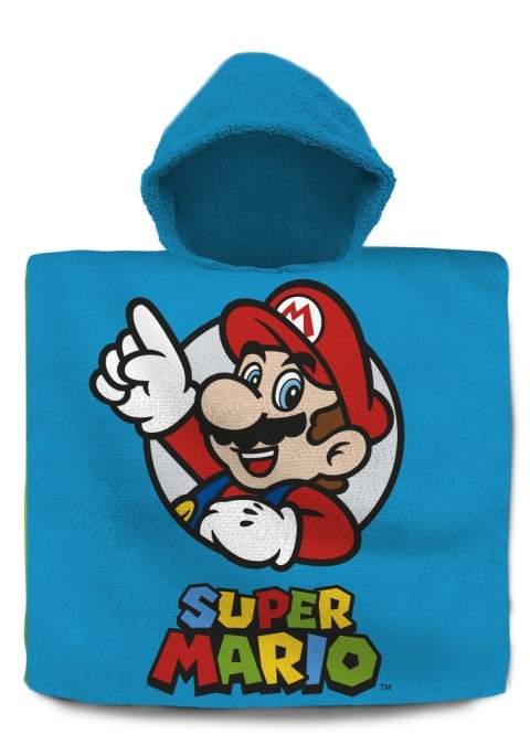 Super Mario Ponczo kąpielowe z kapturkiem dla dzieci - bawełniane 60x120cm