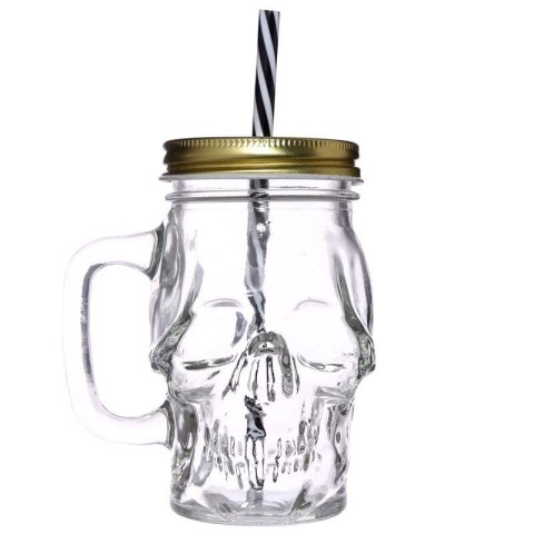 Szklanka Słoik z rurką Czaszka czacha Skull 400ml