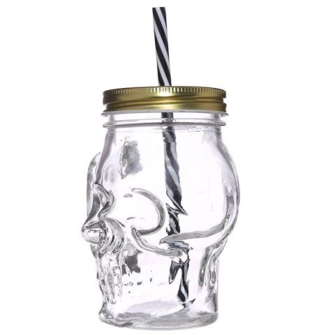 Szklanka Słoik z rurką Czaszka czacha Skull 400ml
