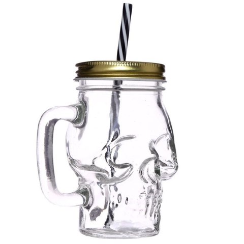 Szklanka Słoik z rurką Czaszka czacha Skull 400ml